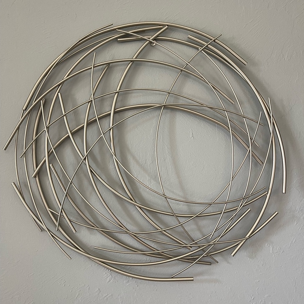 Large ABSTRACT GOLD IRON STICKS ROUND WALL DECOR gray - Picture 3 of 5